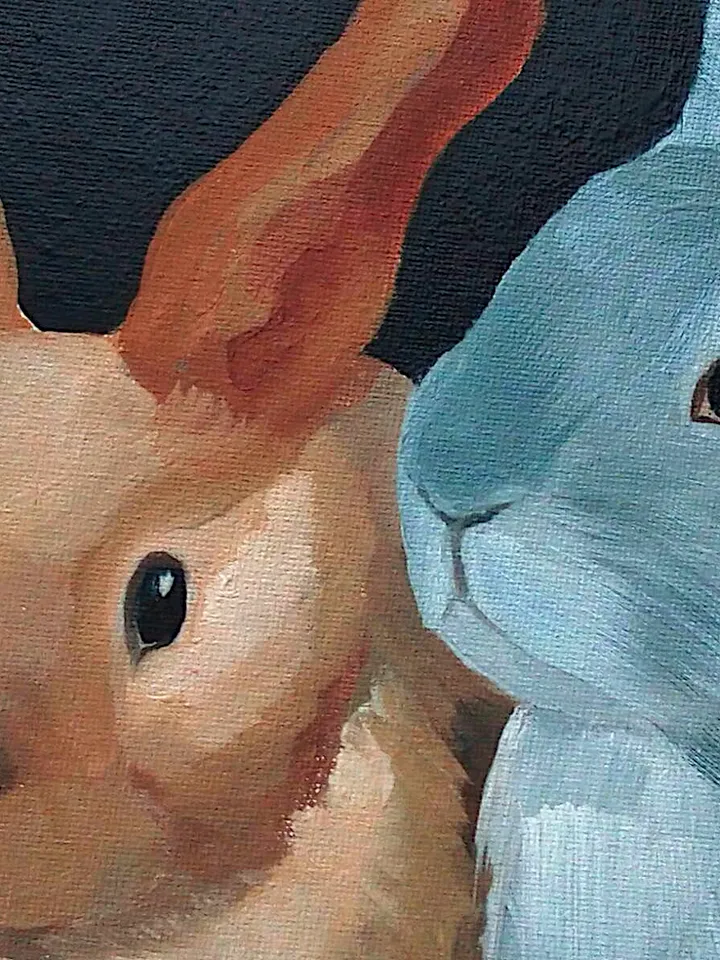 Hare Painting Bunny Original Art Animal Round Art Rabbit Painting Farmhouse Wall Art Pet Portrait 12" By Colibri Art