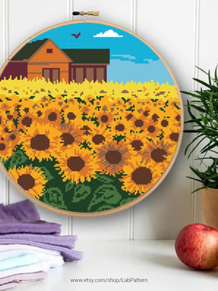Sunflower Nature Cross stitch pattern | Embroidery Pattern | Instant Download | Embroidery Designs