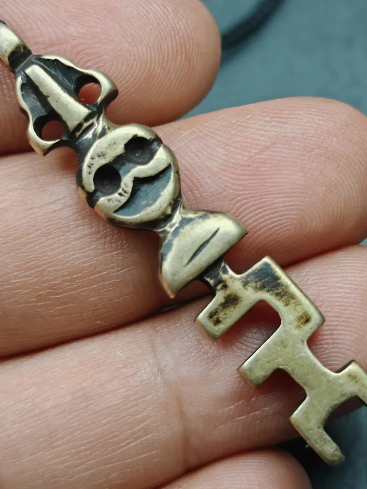 Antique Tibetan Amulet,The Key of Heart Pendant, Gandhanra Handmade Himalayan Style Pendant,Lucky Charm,Made of Lima Brass