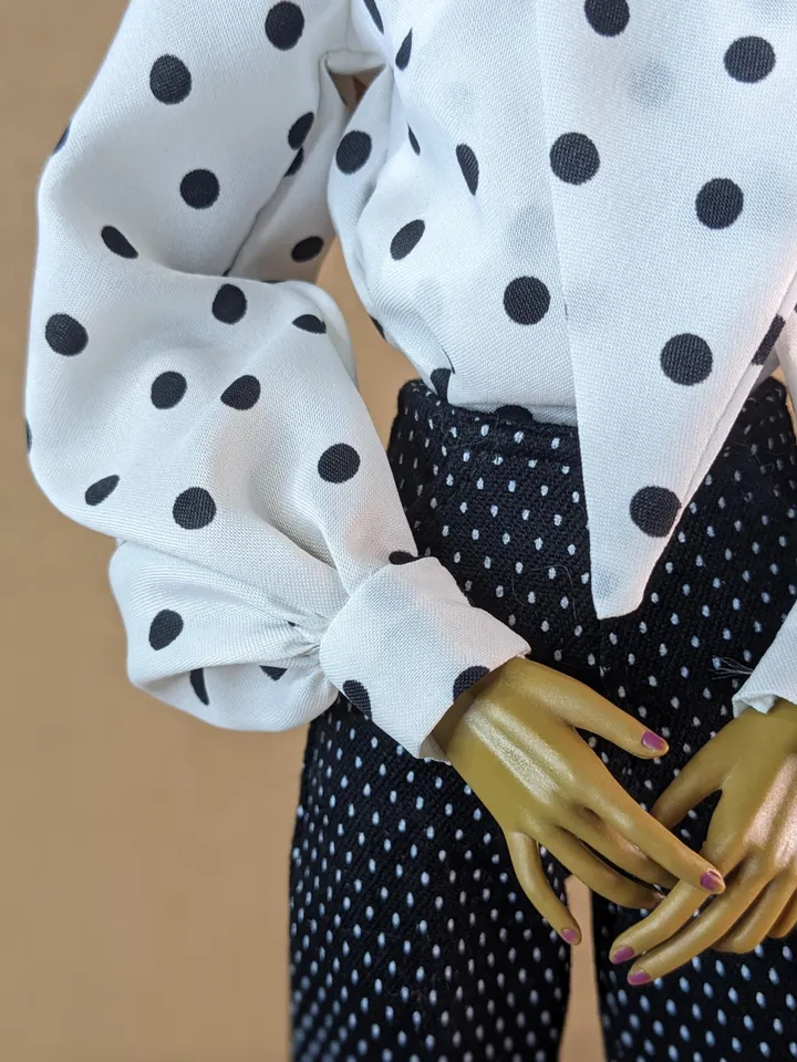Handmade classic polka dot blouse for 16-inch Fashion Royalty dolls - FR16