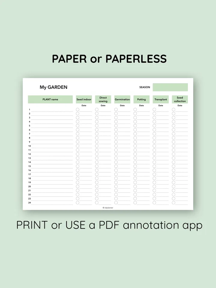 Printable Seeding Checklist. Greenhouse planting tracker Garden planning template. Seed-starting checklist. Planting schedule printable. Seeding tracker PDF. Garden organization chart. Vegetable planting guide. Herb garden planner. Flower seeding planner