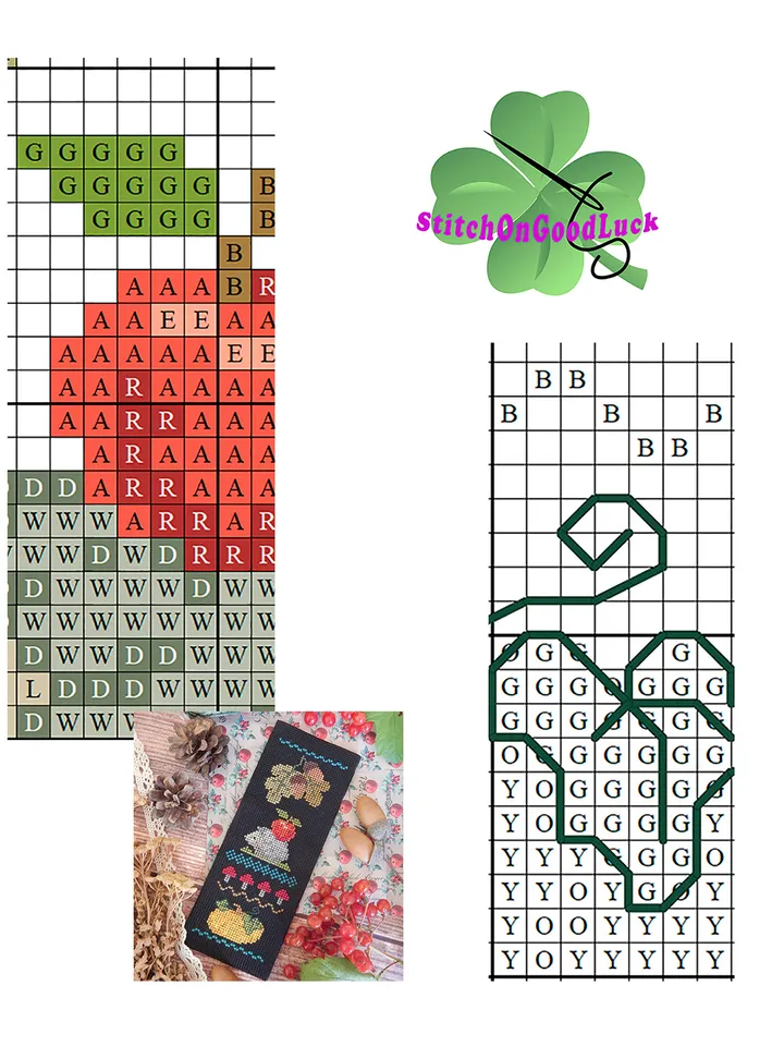 Autumn bookmark cross stitch pattern