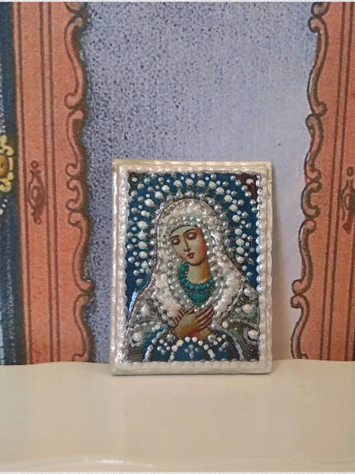 Miniature icon. Christmas.1:12 scale.Dollhouse miniature. Christmas. 1:12.Handmade.