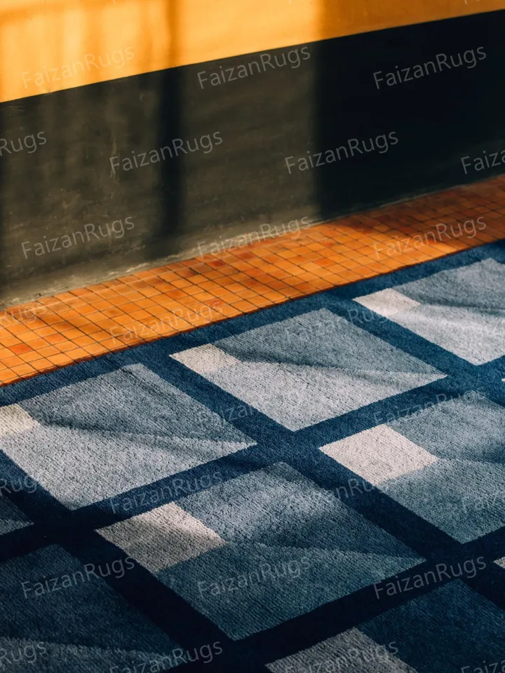 8x10 | Handcrafted Tufted Carpet | Blue-color Area rug | Wool Carpet | Living Room Bedroom Hall Dining Room Indoor Use Any Room 5x8,9x12