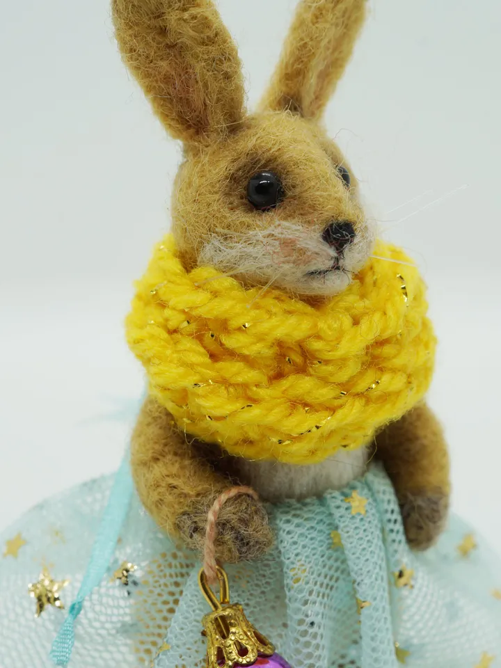 Lilly Belle, miniature needle felted rabbit, Christmas gift, ships from the US