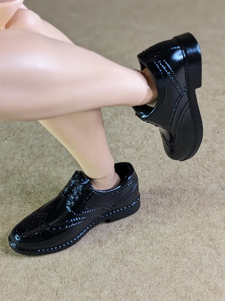Oxford black lace-up shoes for 12-13 inch male dolls