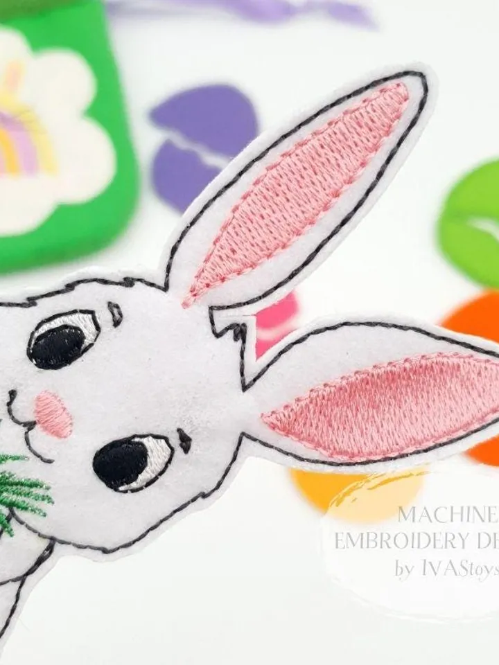 ITH Easter Bunny Finger Puppet & Eggs Game Embroidery Design + Play Guide PDF, Felt Toy Pattern, Toddler Activity 4x4