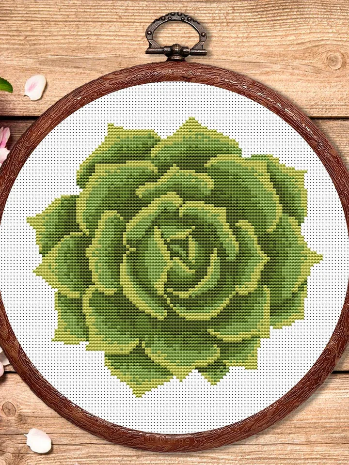 The Succulent Cross Stitch Pattern, Flower Cross Stitch Pattern, Embroidery Succulent, Flowers xStitch, Potted Flowers xStitch #flw013