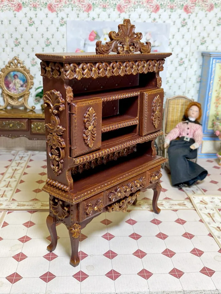 Handmade cabinet. Dollhouse miniature. 1:12. Furniture for dolls. Bookcase. Sideboard for a doll.
