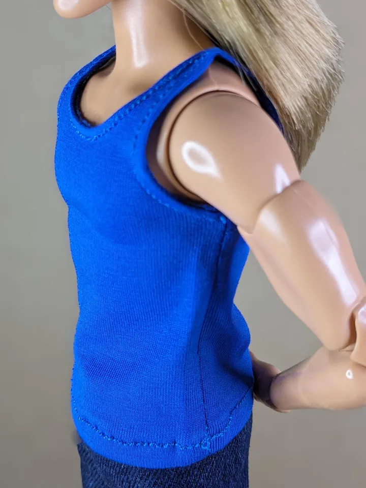 Blue tank top for 12 inch fashion male dolls
