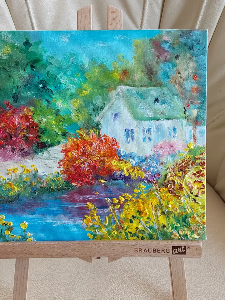 Garden. 20x20cm (8х8inc). ○My author's original painting ○Oil. Canvas on cardboard
