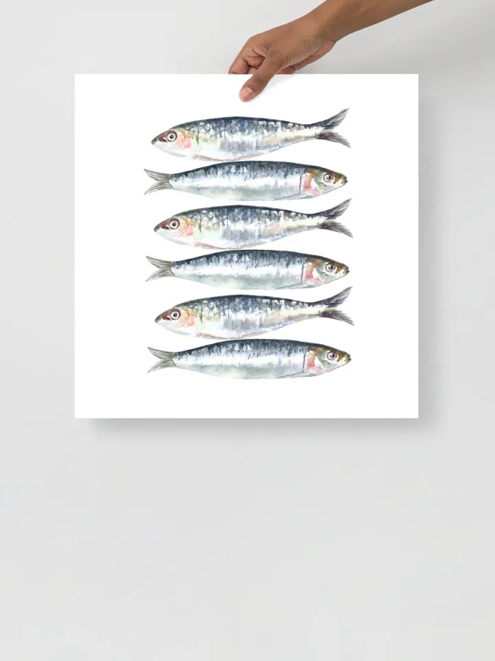 Sardines Art Print Watercolor Painting Kitchen Art Food Art Fishing Decor Gift Sardines Food Still Life Fishing Decor Fodd Still Life Print
