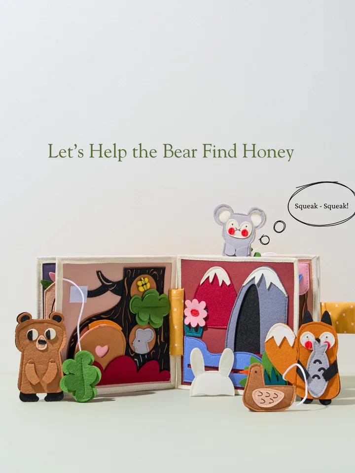 Montessori Quiet Book for Toddlers, Woodland Felt Activity Book, Baby Travel Sensory Toy, Educational Birthday Gift for Ages 1-3,Kinderkrama