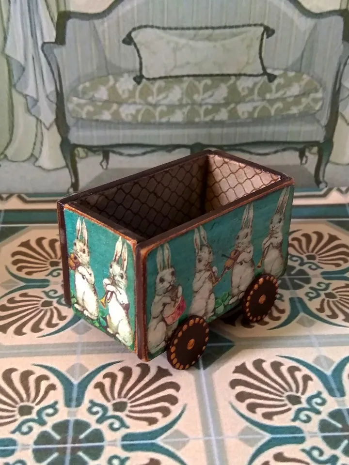 Trolley for dollhouse. Doll toy.1:12 scale.Dollhouse miniature. Handmade.