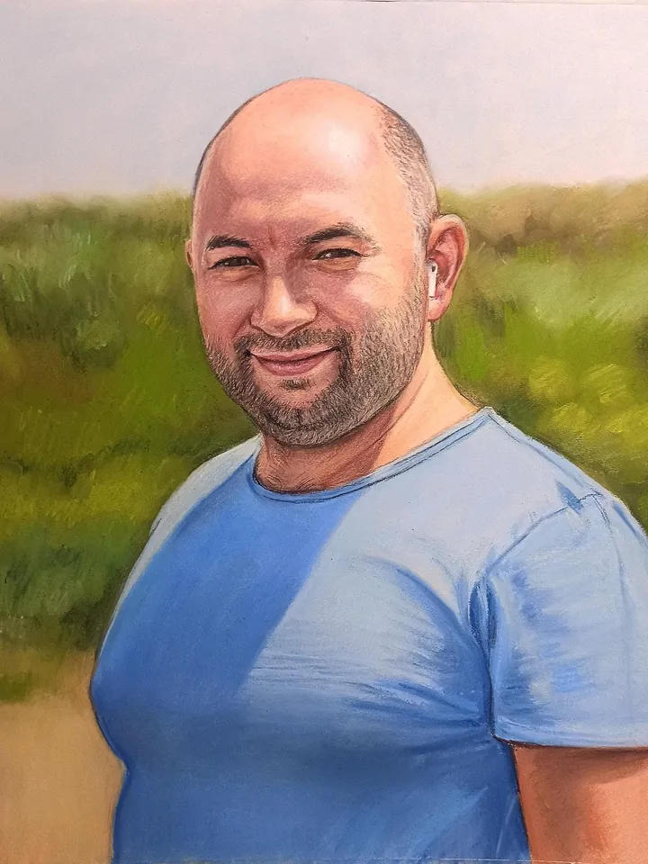 Personalized pastel portrait of a man | Hand drawn colored custom portrait from photo | Hand painted custom pastel portrait from photo