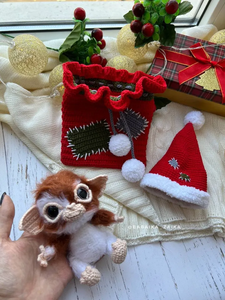 PDF Crochet Christmas Gizmo the Mogwai Pattern Gremlin Pattern Xmas Crochet Pattern, Amigurumi Xmas Christmas Bag Pattern Crochet Christmas