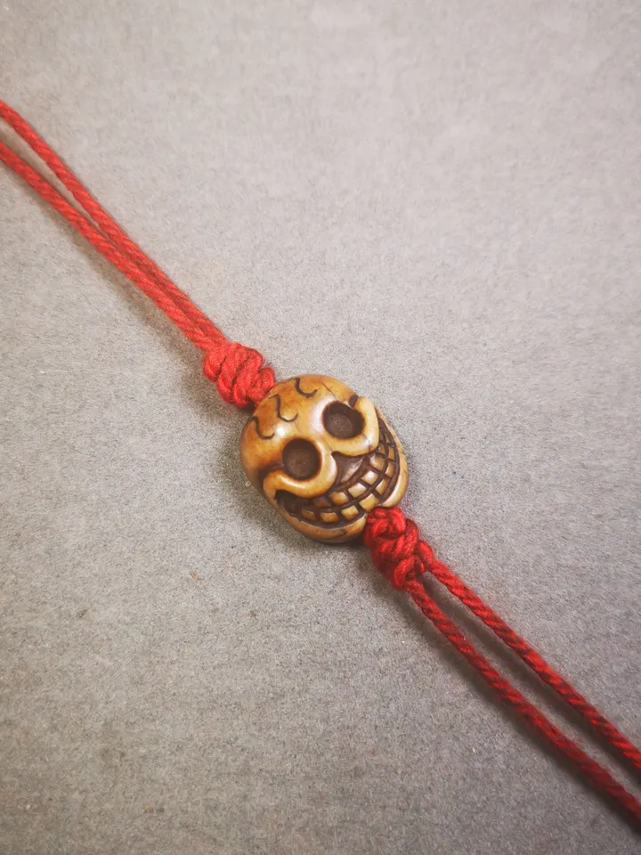 Gandhanra Handmade Tibetan Pendant Bead,Bone Carved Spacer Bead for Mala,Skull Sitavana Amulet Pendant