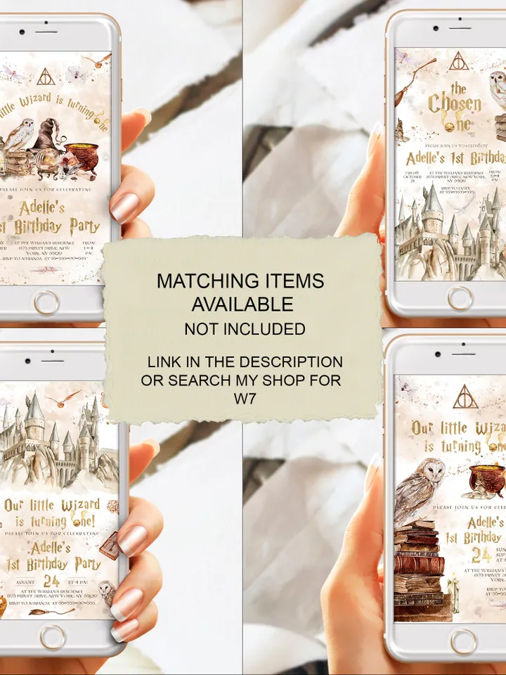 The Chosen One Invitation; Wizard Birthday Party; Magic School 1st Birthday Invitation Template; Editable Wizarding World Invitation; W7