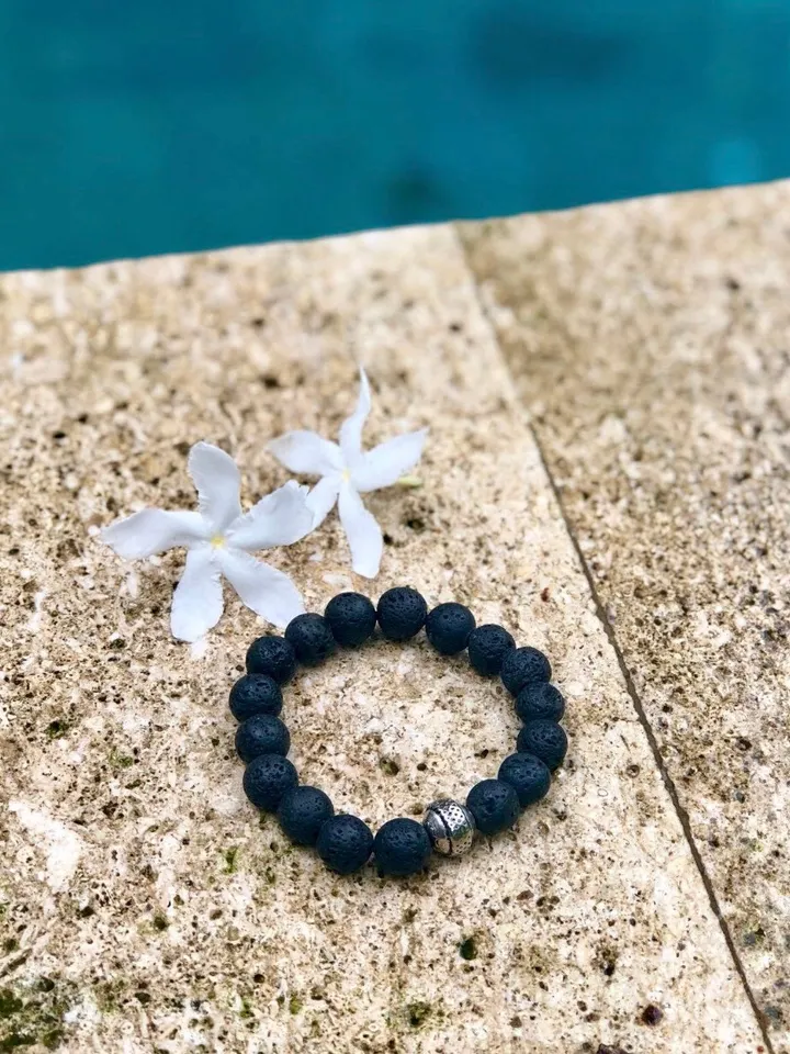 Genuine Lava Stone Woman Bracelet | Bali Jewerly | Black Gemstone Bracelet | Mala Bracelet | Aroma Bracelet | Brutal Bracelet Bead Black