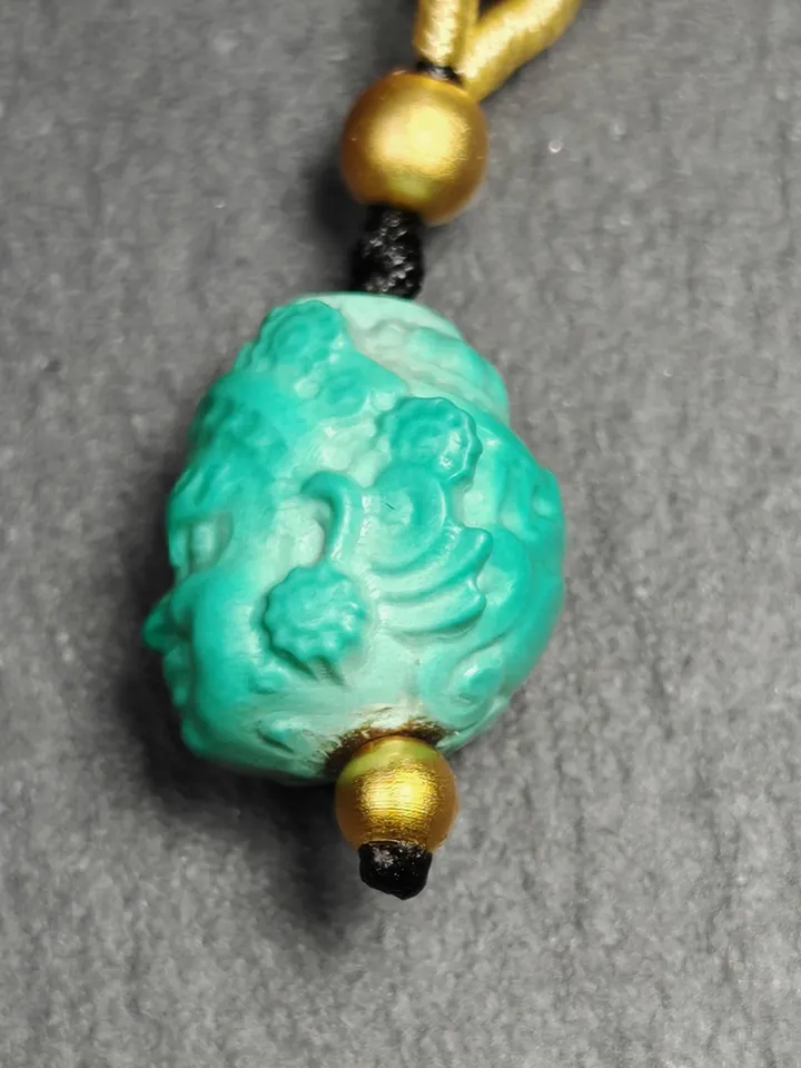 Optimized Turquoise Mahakala Amulet, Gandhanra Hand Carved Tibetan Protective Charm,Spiritual Necklaces