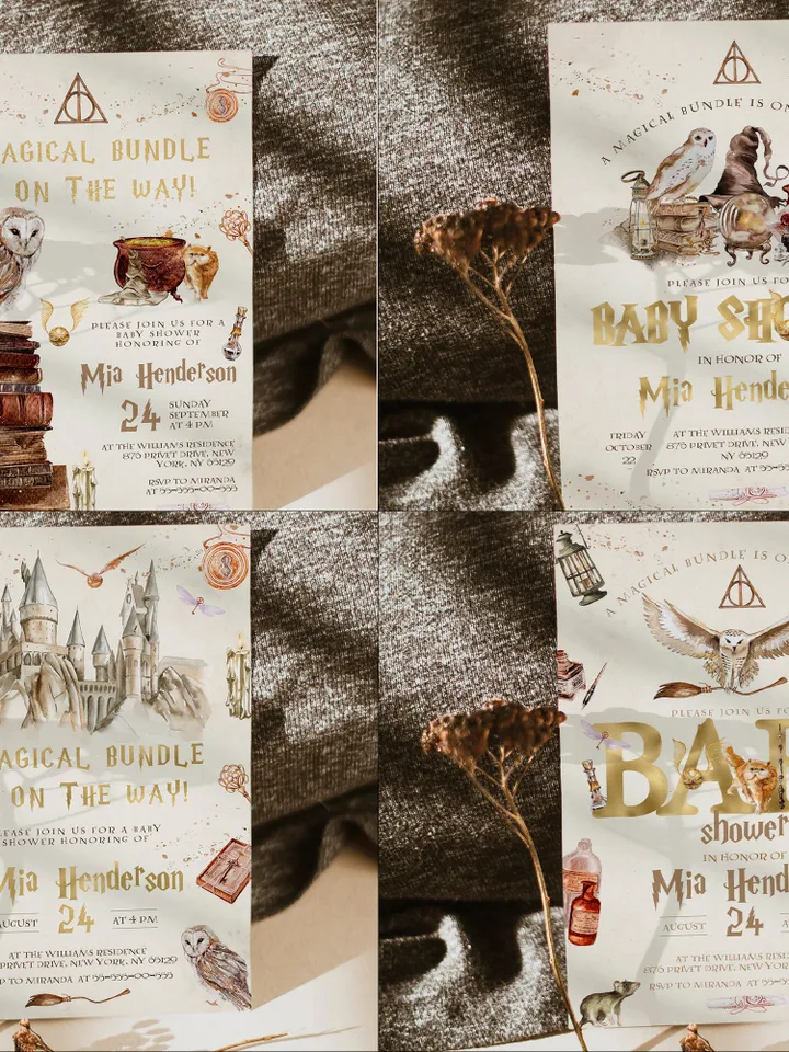 Wizard Baby Shower Bundle; Magic School Baby Shower Invitation Bundle; wh1