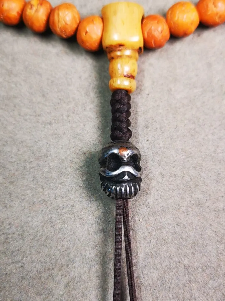 Gandhanra Handmade Tibetan Amulet,Skull Citipati Pendant Bead,Spacer Bead for Mala,Bag Hanging,Prayer Bead Accessories,0.47" × 0.4"