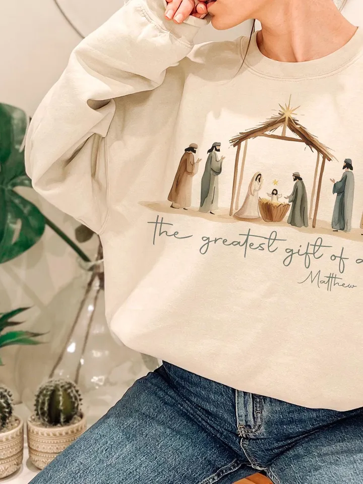 Greatest Gift of all PNG | Bow Nativity Coquette Christmas Sublimation PNG Design | Hand Drawn | Manger PNG| Bow Manger Png | Christmas Bow