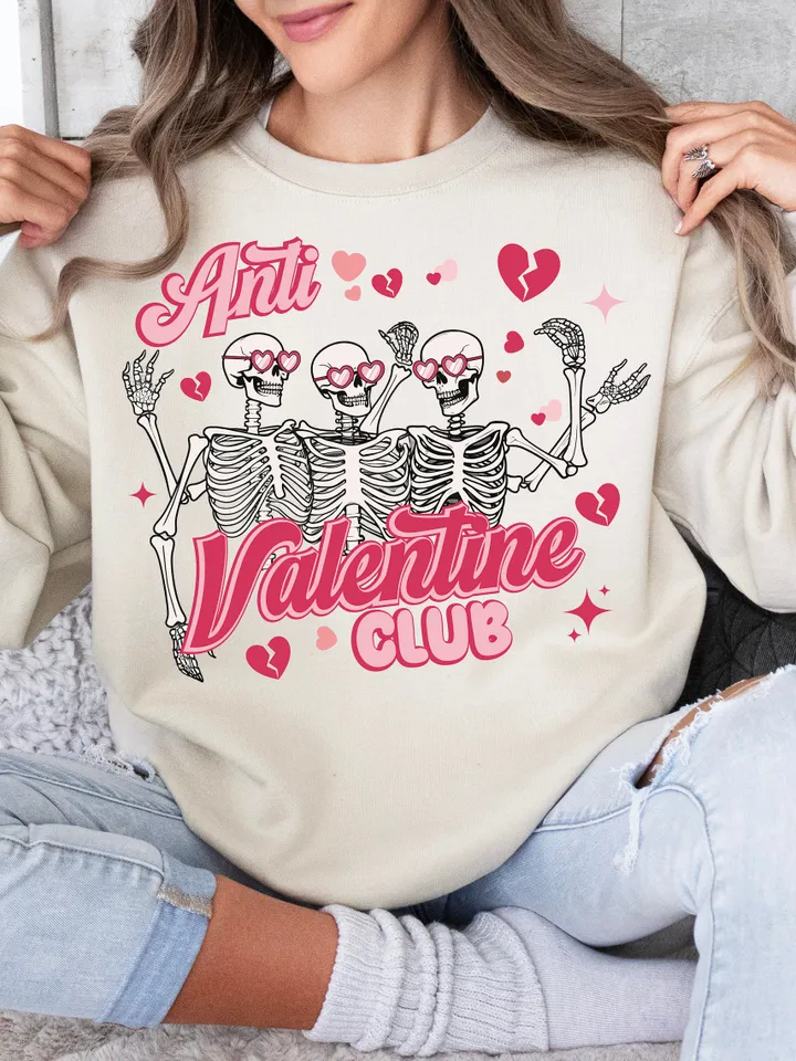 Anti Valentine Club PNG, Valentine's Day Png, Retro Valentine Png, Valentine Skeleton, Self Love Club Png, Valentines Skeleton Trendy Vday