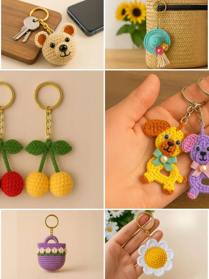 Crochet Keychain Pattern Bundle, 10 Cute Amigurumi Designs for Bag Charms & Gifts, Fun DIY Accessories Gift
