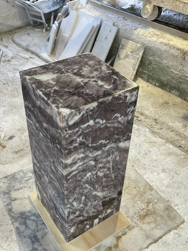 Dark Calacatta Viola Marble Plinth real marble, handmade, freeshipping, fast shipping, end table, cube table, side table