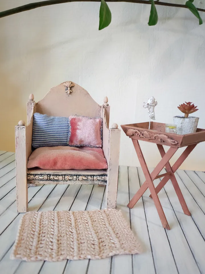Dollhouse Furniture Set with armchair and accessories for dolls scale 1 ...
