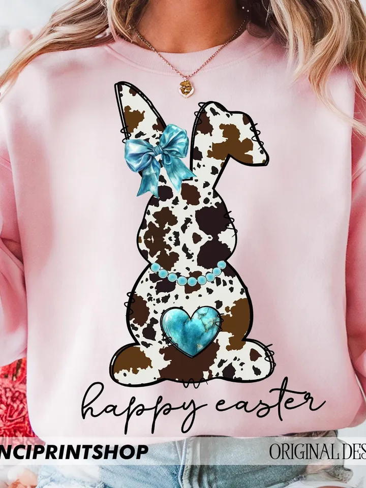 Cowhide print Easter bunny png, Easter png, Happy Easter png, Cow Print Bunny png, Girls Easter png, Easter Clipart, Easter Rabbit, png file