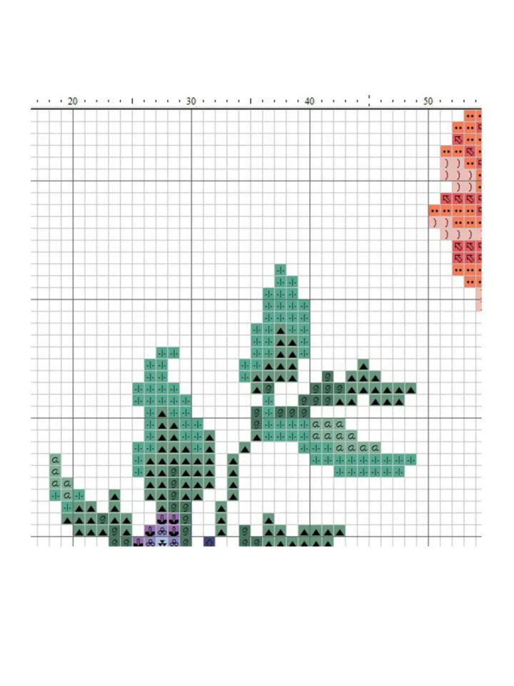 Bird on a branch in flowers vintage cross stitch pattern, Reconstructed Vintage flowers cross stitch scheme embroidery