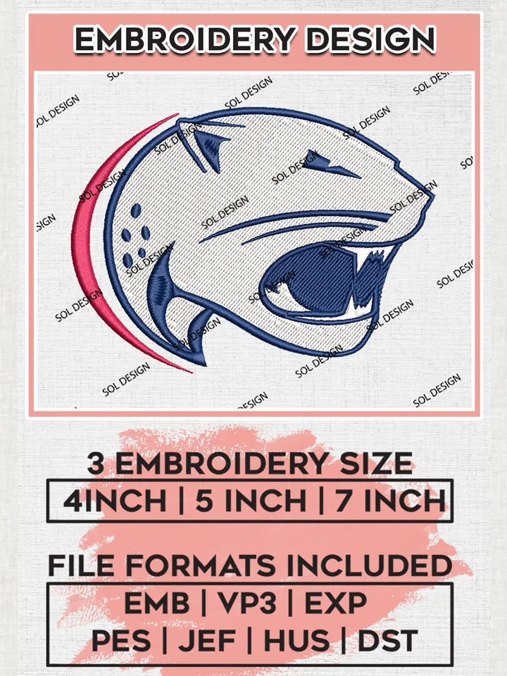 NCAA South Alabama Jaguars Mascot Logo Embroidery Designs, NCAA Logo Machine Embroidery Files, NCAA South Alabama Jaguars Logo, NCAA Embroidery Designs, Machine Embroidery Designs, Digital Download