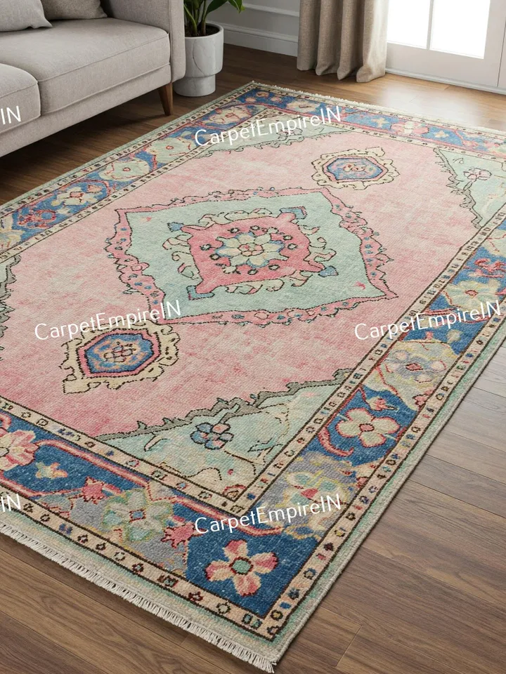 9x12 Blue Oushak, Hand Knotted Rug, 4x6,5x8 6x9,8x10,9x12,10x14 ft Handmade Rugs for Living Room,gift for her-Antique Contemporary rug,Rugs.