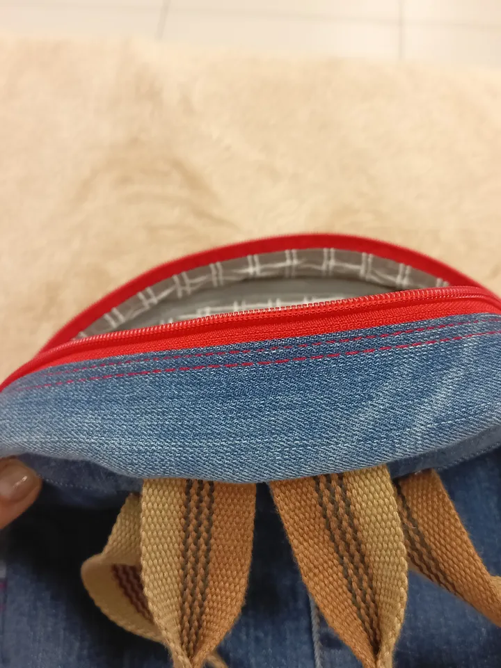 Stylish HANDMADE denim BACKPACK WITH a DEEP POCKET IN THE FRONT IN the lazy boro Patchwork STYLE