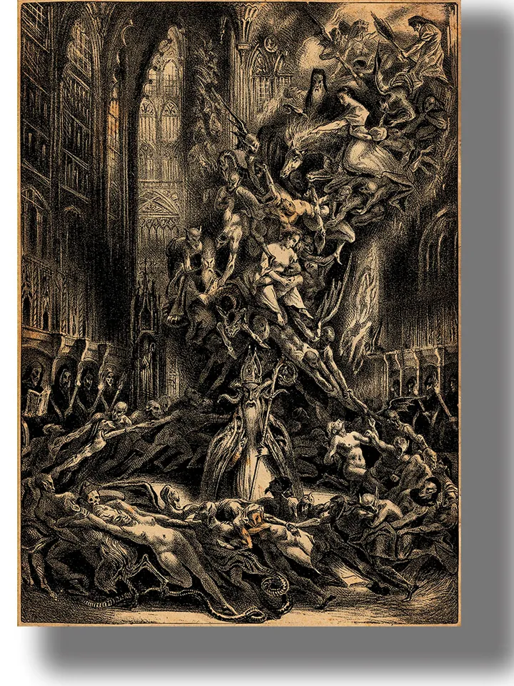 The Witches' Sabbath. The witches dance around the Devil.