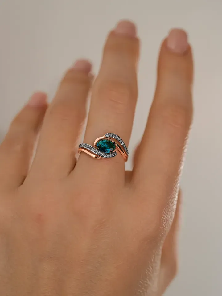 Ring Silver gold plated 925 with topaz