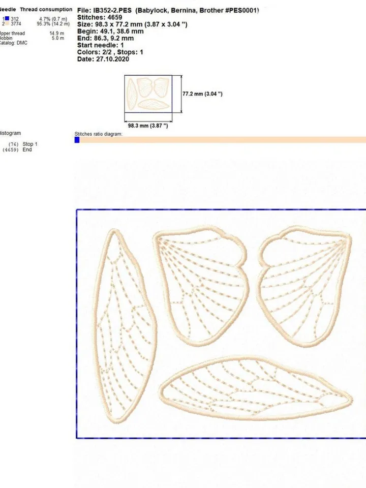 Machine embroidery design butterfly earrings Digital embroidery pattern Floral motif 3D embroidery chart butterfly embroidery design