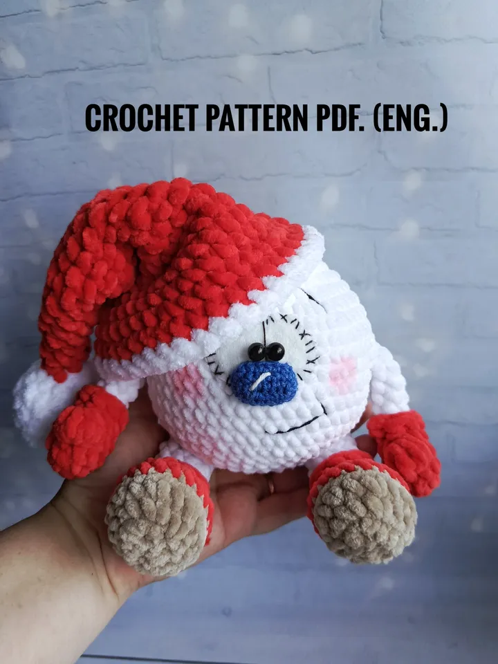 PDF Pattern, Snowball Amigurumi, Crocheted toy, plush snowball with cute smile.