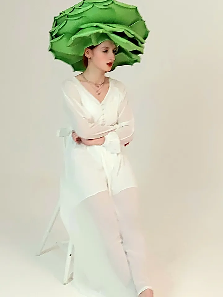 Extra large rose hat Derby headdress pistachio color Women Fashion Headwaer Hat for Wedding and Tea Patry 55 cm