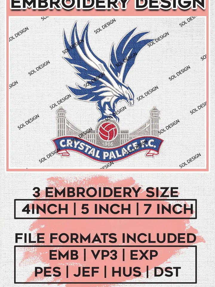 Crystal Palace Embroidery Designs, Premier League Embroidery, EPL Embroidery Designs, EPL Crystal Palace Embroidery Designs