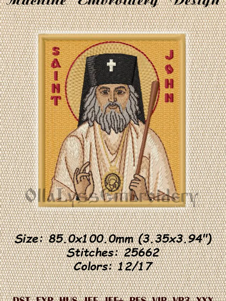 Saint John of Shanghai embroidery design
