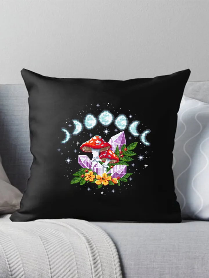 Moon phases cross stitch pattern download PDF Magic mushroom crystal cross stitch chart, Amanita mushroom cross stitch, Starry night #H52