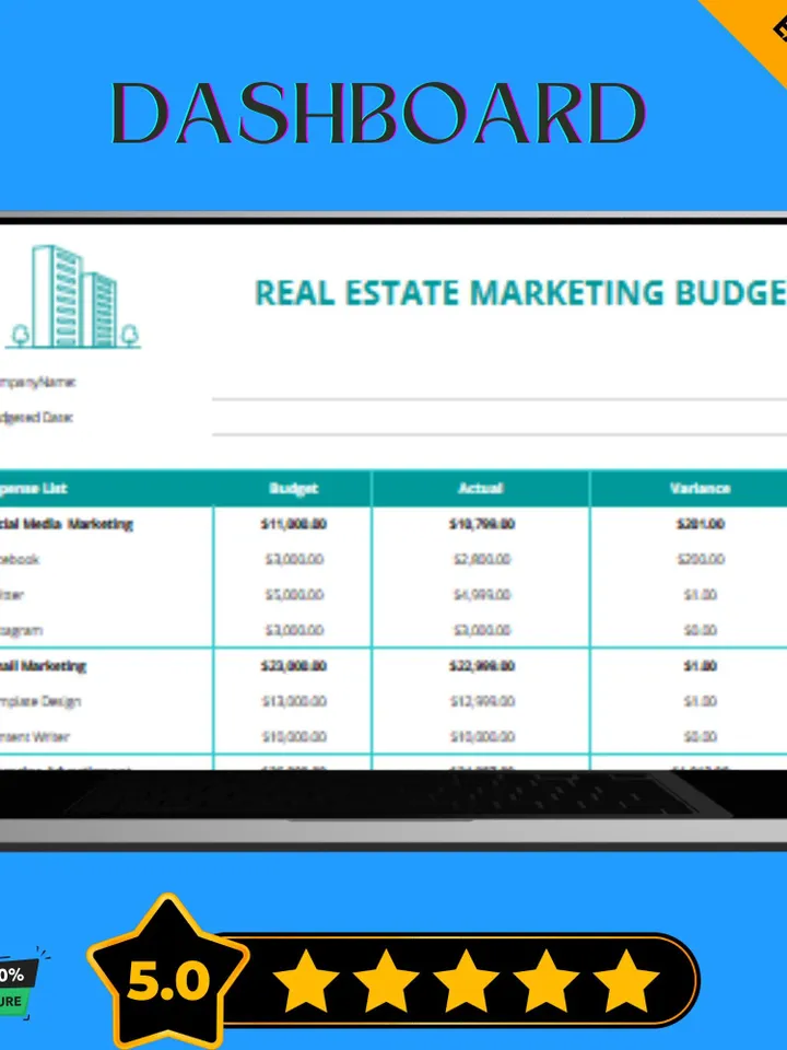 Real Estate Marketing Budget Template, Editable Google Sheets Digital Download, Property Advertising Planner, Marketing Expense Tracker