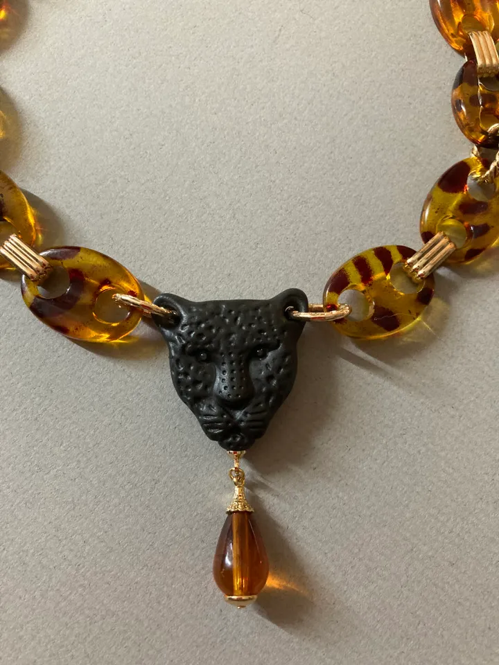 Choker black leopard porcelain
