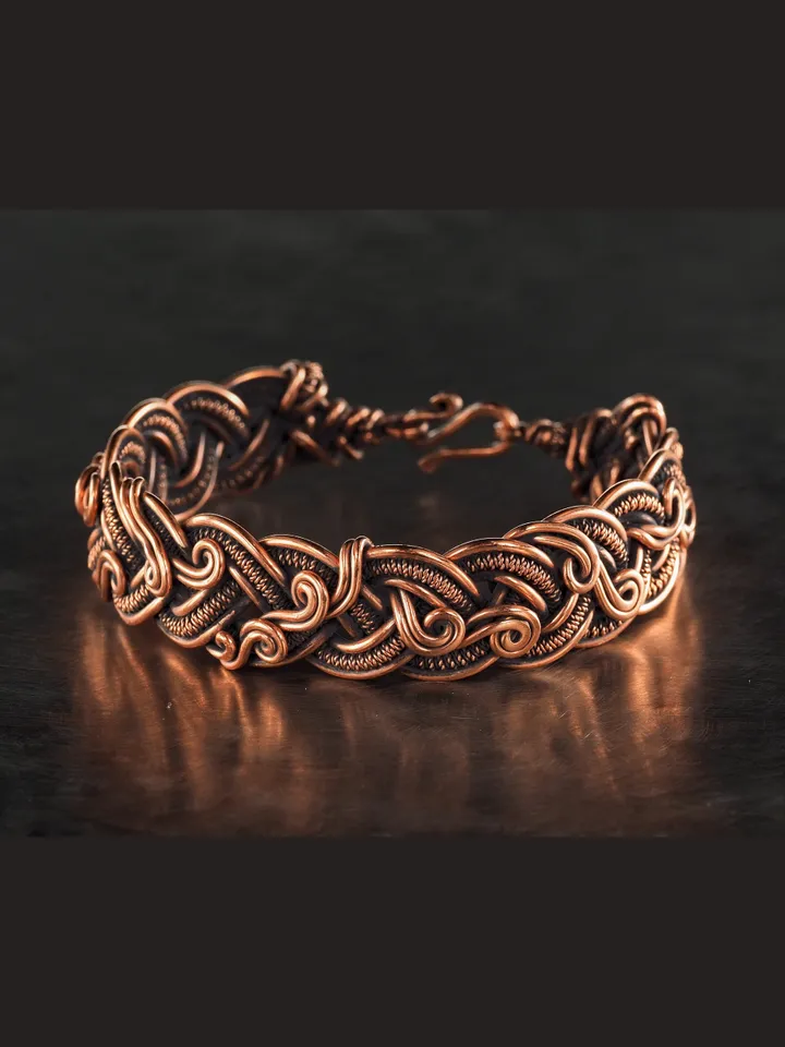 Copper wire wrapped bracelet for woman 7th Anniversary gift Small size bracelet Antique style copper Jewelry