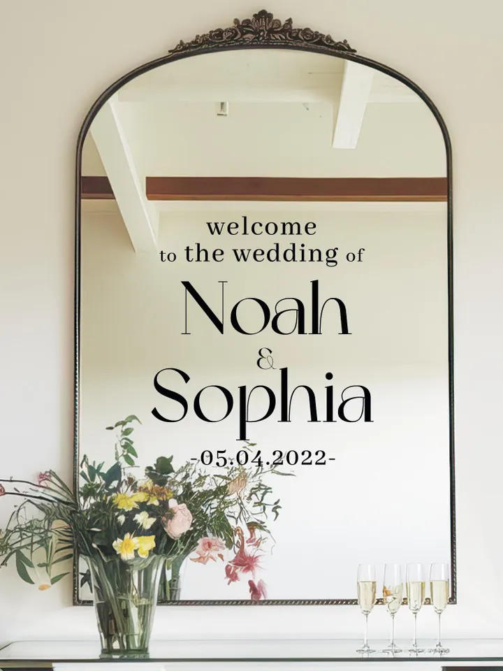 Welcome Wedding Sign Customizable Names Mirror Acrylic Decal Bride Groom Reception Ceremony mir6