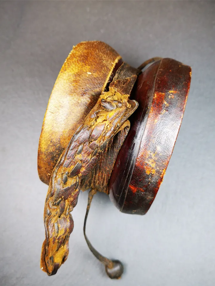 Gandhanra Vintage Tibetan Tantric Buddhist Ritual Implement Chod Drum,Damaru,Religious Ceremonial,4.15",80 Years Old.