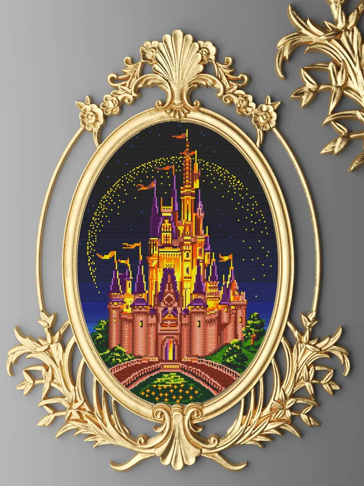 Cinderella castle cross stitch pattern download PDF Magic Kingdom cross stitch Fantasy night xstitch chart Castle princess embroidery #C2
